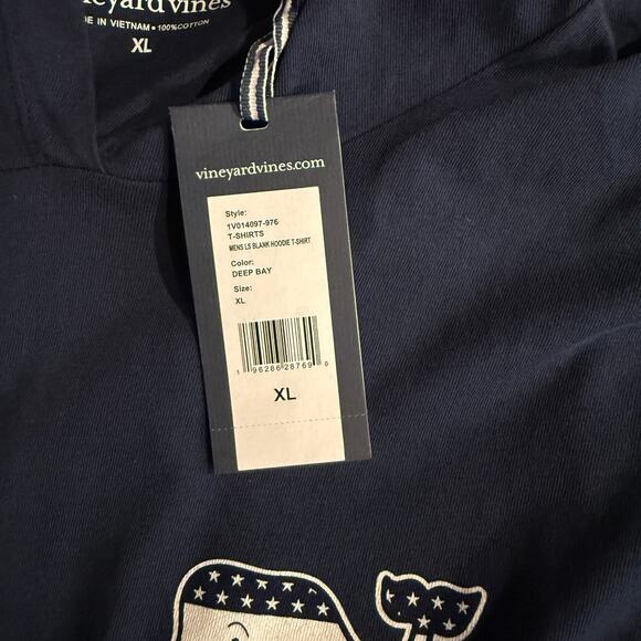 NWT Vineyard Vines Mens XL Navy Hoodie Tee American Flag Coastal Preppy Classic - Picture 8 of 8